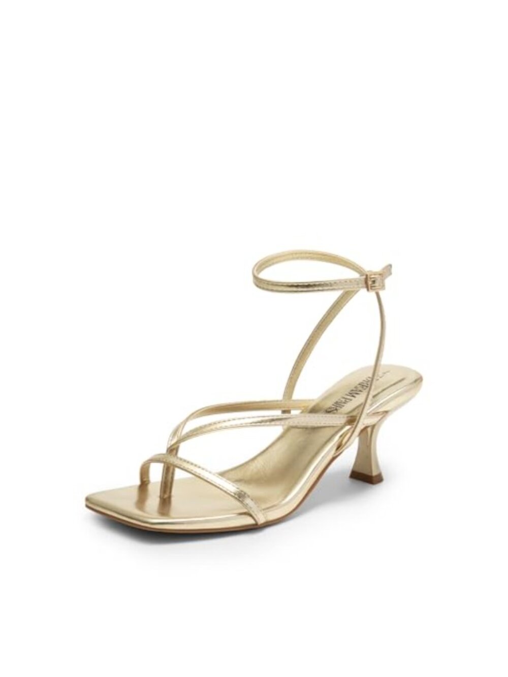 Women's Kitten Heel Strappy Thong Sandals Square Toe Ankle Strap Dressy